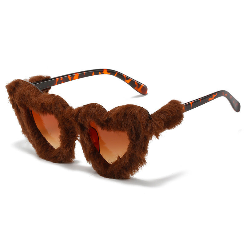 Venta al por mayor PC Christmas Plush Heart Gafas de sol